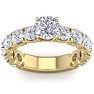 3 1/2 Carat Round Shape Diamond Engagement Ring In 14 Karat Yellow Gold Image-1