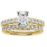 3 Carat Emerald Cut Bridal Set In 14 Karat Yellow Gold Image-1