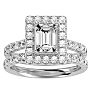 3 Carat Emerald Cut Halo Diamond Bridal Set In 14 Karat White Gold Image-1