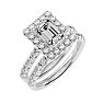 3 Carat Emerald Cut Halo Diamond Bridal Set In 14 Karat White Gold Image-2