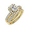 2 1/2 Carat Emerald Cut Halo Diamond Bridal Set In 14 Karat Yellow Gold Image-2