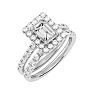 2 1/2 Carat Emerald Cut Halo Diamond Bridal Set In 14 Karat White Gold Image-2