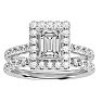 2 1/2 Carat Emerald Cut Halo Diamond Bridal Set In 14 Karat White Gold. Beautiful Brand New Style At Far Below Market Value! Image-1