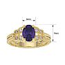 1 Carat Oval Shape Amethyst and Diamond Ring In 10 Karat Yellow Gold Image-5