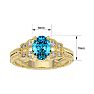 1 Carat Oval Shape Blue Topaz and Diamond Ring In 10 Karat Yellow Gold Image-5