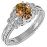 1 Carat Oval Shape Citrine and Diamond Ring In 10 Karat White Gold Image-2