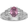 1 Carat Oval Shape Pink Topaz and Diamond Ring In 10 Karat White Gold Image-1