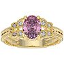 1 Carat Oval Shape Pink Topaz and Diamond Ring In 10 Karat Yellow Gold Image-1