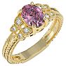1 Carat Oval Shape Pink Topaz and Diamond Ring In 10 Karat Yellow Gold Image-2