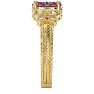 1 Carat Oval Shape Pink Topaz and Diamond Ring In 10 Karat Yellow Gold Image-4