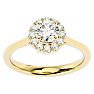Moissanite Engagement Ring; 1 Carat Halo Moissanite Engagement Ring In 14 Karat Yellow Gold Image-1