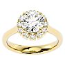 2 1/3 Carat Halo Diamond Engagement Ring In 14 Karat Yellow Gold Image-1