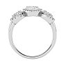 2 1/2 Carat Pear Shape Halo Diamond Three Stone Ring In 14 Karat White Gold Image-3
