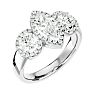 2 1/2 Carat Marquise Shape Halo Diamond Three Stone Ring In 14 Karat White Gold Image-2