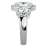 2 1/2 Carat Marquise Shape Halo Diamond Three Stone Ring In 14 Karat White Gold Image-4