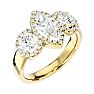 2 1/2 Carat Marquise Shape Halo Diamond Three Stone Ring In 14 Karat Yellow Gold Image-2
