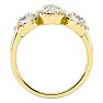 2 1/2 Carat Marquise Shape Halo Diamond Three Stone Ring In 14 Karat Yellow Gold Image-3