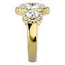 2 1/2 Carat Marquise Shape Halo Diamond Three Stone Ring In 14 Karat Yellow Gold Image-4
