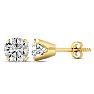 2 Carat Moissanite Stud Earrings Set In 14 Karat Yellow Gold, Screwbacks. Extra White G-H Color. Very Fiery Amazing VS1-VS2 Clarity! Image-1