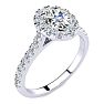 Moissanite Engagement Ring; 1 1/2 Carat Oval Shape Halo Moissanite Engagement Ring in 14k White Gold. Fiery Amazing Moissanite! Image-2