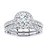 1 1/2 Carat Pave Halo Diamond Bridal Set in Platinum Image-1