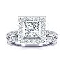 1 1/2 Carat Princess Cut Floating Pave Halo Diamond Bridal Set in Platinum
 Image-1