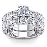 6 Carat Round Shape Diamond Bridal Set In Platinum Image-1