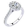 Moissanite Engagement Ring; 1 Carat Oval Shape Halo Moissanite Engagement Ring in 14 Karat White Gold Image-2