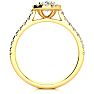 Moissanite Engagement Ring; 1 Carat Oval Shape Halo Moissanite Engagement Ring in 14 Karat Yellow Gold Image-3