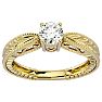 Round Engagement Rings, 1/2 Carat Diamond Solitaire Engagement Ring with Tapered Etched Band Crafted In 14 Karat Yellow Gold Image-1