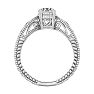 Round Engagement Rings, 3/4 Carat Diamond Solitaire Engagement Ring with Tapered Etched Band Crafted In 14 Karat White Gold Image-3