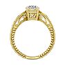 Moissanite Engagement Ring; 1 Carat Moissanite Solitaire Engagement Ring with Tapered Etched Band In 14 Karat Yellow Gold Image-3