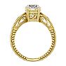 Moissanite Engagement Ring; 1 1/2 Carat Moissanite Solitaire Engagement Ring with Tapered Etched Band In 14 Karat Yellow Gold Image-3