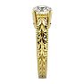 Round Engagement Rings, 1 1/2 Carat Diamond Solitaire Engagement Ring with Tapered Etched Band Crafted In 14 Karat Yellow Gold Image-4