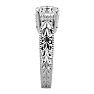 Round Engagement Rings, 2 Carat Diamond Solitaire Engagement Ring with Tapered Etched Band Crafted In 14 Karat White Gold Image-4