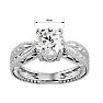 Round Engagement Rings, 2 Carat Diamond Solitaire Engagement Ring with Tapered Etched Band Crafted In 14 Karat White Gold Image-5