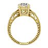 Round Engagement Rings, 2 Carat Diamond Solitaire Engagement Ring with Tapered Etched Band Crafted In 14 Karat Yellow Gold Image-3