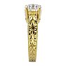 Round Engagement Rings, 2 Carat Diamond Solitaire Engagement Ring with Tapered Etched Band Crafted In 14 Karat Yellow Gold Image-4