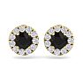 2 1/2 Carat Black Diamond Halo Stud Earrings In 14 Karat Yellow Gold Image-2
