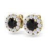 2 1/2 Carat Black Diamond Halo Stud Earrings In 14 Karat Yellow Gold Image-3