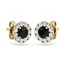 2 1/2 Carat Black Diamond Halo Stud Earrings In 14 Karat Yellow Gold Image-4