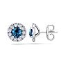 2 1/2 Carat Blue Diamond Halo Stud Earrings In 14 Karat White Gold Image-1