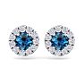 2 1/2 Carat Blue Diamond Halo Stud Earrings In 14 Karat White Gold Image-2