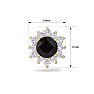 1 1/2 Carat Round Shape Flower Black Diamond Halo Stud Earrings In 14 Karat Yellow Gold Image-5