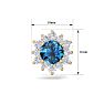 1 1/2 Carat Round Shape Flower Blue Diamond Halo Stud Earrings In 14 Karat Yellow Gold Image-5