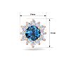 1 1/2 Carat Round Shape Flower Blue Diamond Halo Stud Earrings In 14 Karat Rose Gold Image-5