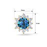 2 Carat Round Shape Flower Blue Diamond Halo Stud Earrings In 14 Karat Yellow Gold Image-5