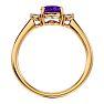 1.15 Carat Oval Shape Amethyst and Two Diamond Ring In 14 Karat Yellow Gold Image-3