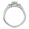 1.15 Carat Oval Shape Green Amethyst and Two Diamond Ring In 14 Karat White Gold Image-3