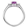Pink Gemstones 1 1/2 Carat Oval Shape Pink Topaz and Two Diamond Ring In 14 Karat White Gold Image-3